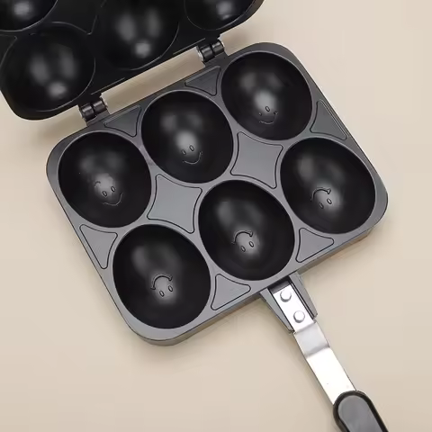 18x36cm Non Stick Pan Cake Baking Tray Bursting Smiley Face Egg Waffle Mold Double Sided Home Waffle