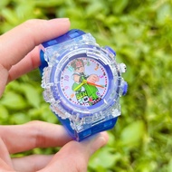 นาฬิกาข้อมือ เด็กผู้ชาย Ben10 มีไฟ เปลี่ยนสีได้ สายยาง สวมใส่สบาย