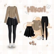 Hikari Women's Sports Outfit (Longsleeve, Pants, Skirt) Padel Outfit, Gym Outfit Set, Running - KA52