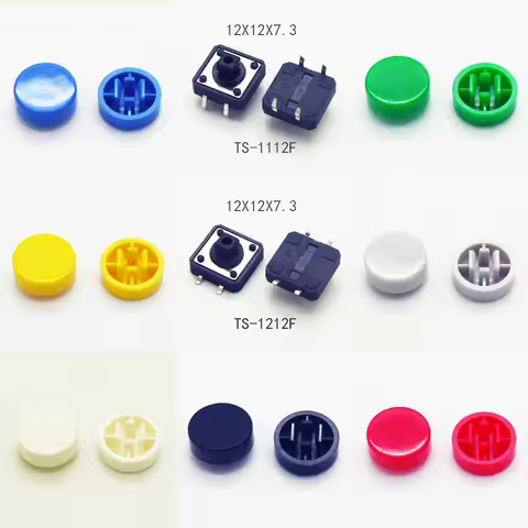 10PCS 12x12x9.8mm With Plastic Caps Momentary Tactile 4PIN SMT DIP Push Button Switch Micro Key Butt