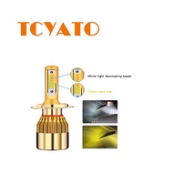 TCYATO Two dual color yellow and white car headlights H1 H7 H11 H4 integrated high and low beam LED 