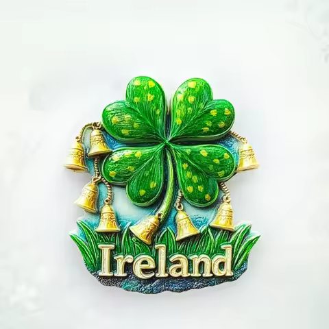 Ireland Clover Bell Fridge Magnet - Lucky 3D Celtic Charm Souvenir Unique Irish Gift for Travel & Wh