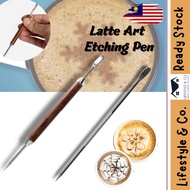 Bincoo - Latte Art Etching Pen Barista Pen Latte Art Needle Rosewood Handle