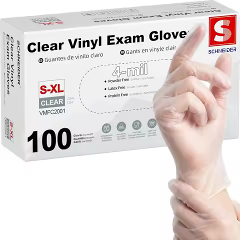 Clear Vinyl Exam Gloves, Latex-Free, Disposable, Food Safe, Powder-Free, 4 mil, Medical & Cleaning U