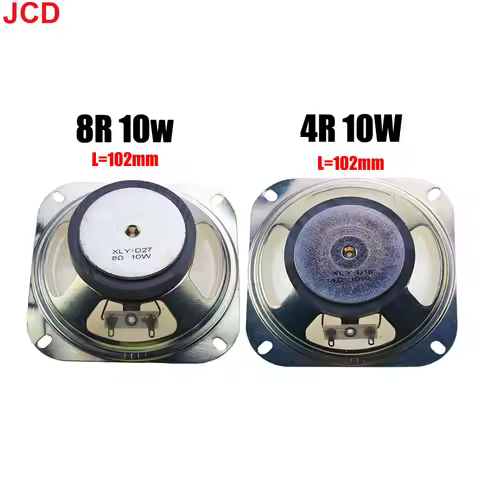 1pc 4/8 Ohm 10W Loudspeaker 102MM 4inch Square Speaker Waterproof Clear Cone Paper Bright Cap 60MM E