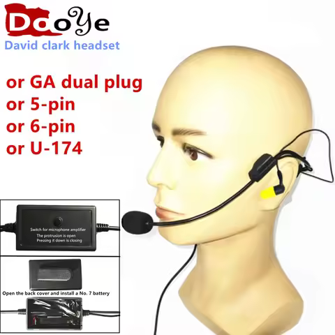 Slow rebound sponge noise reduction david clark headset, light and easy to wear rear mounted pilot i