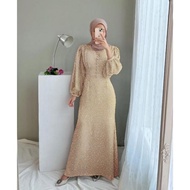Shofie Korean Dress Baju Gamis Muslim Motif Bunga Kecil Remaja Dewasa