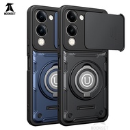 For Vivo Y19s 5G Case Armor Hard Back with Slide Camera Cover Ring Kickstand Shockproof Cover