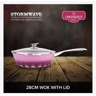 NEW /CHEFOLOGY SWISS STORMWAVE 28cm WOK - CFSW-2285-OGK/oasis/wok/non stick/pan/不粘锅/炒锅与钢化玻璃锅盖 (粉色)