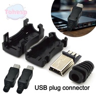 TOHESP USB 2.0 Jack, 4 In 1 Assemble 5Pin Mini USB Male Connector, Male Plug Socket Connector Data C