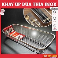 Rổ Inox Chữ Nhật Đựng Muỗng Đũa Ráo Nước Không Rỉ Sang Trọng Hạn Chế Diện Tích Gọn Gàng Tiện Lợi
