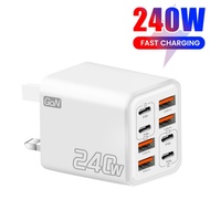 240W GaN USB C Charger 8 in 1 Fast Charging Phone Charger Power Adapter For Samsung Xiaomi Type C EU
