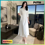baju wanita blazer midi dress korea natal cheon casual kerja putih