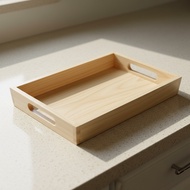Large Bamboo Wooden Serving Tray - Anti-Slip Food and Beverage Tray