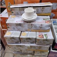 White salad Cup & Saucer /Cawan Piring 12 set/6 Cup 6 saucer/kopi cup/Ceramic Cup Saucer