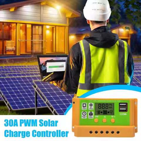 Solar Charge Controller Inverter 30A PWM Solar Panel Controller Inverter Battery Intelligent Regulat