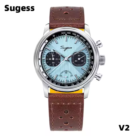 Sugess Pilot Watch Men ST1906 Movement Handwind Chronograph Wristwatches Sapphire Waterproof Hand Wi
