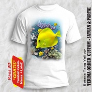 3D T-shirt with marine ornamental fish image Botana Tang Yellow / tshirt Botana Tang Yellow size kid