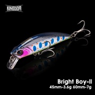 Kingdom Vibrate Sinking Minnow Lures 45mm 3.6g 60mm 7g Artificial Hard Wobblers Trolling Vibe Swimba