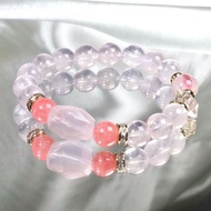 【春日粉櫻】粉晶×紅紋石×櫻花雨薔薇輝石×閃靈鑽水晶手鍊