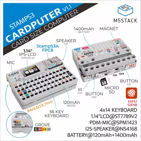 M5stack Official M5Stack Cardputer V1.1 Portable Computer M5StampS3A Devlopment Board 1.14 Inch Scre