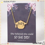 EUCALYTUS1 Pendant Necklace, Stainless Steel 2024 Graduation Cap, Fashion Card Graduation Graduation Cap Clavicle Chain Students
