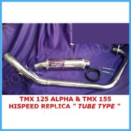 ◸ ∇ ﹍ TMX 155 and TMX 125 Full Exhaust Muffler Stainless Daeng, Hispeed