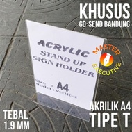 A4 Type T Acrylic Vertical Acrylic Sign Holder Stand Up/ CAN GRAB