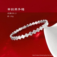 YANS Pure Silver 999.9 Clover Bangle