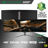 TITAN ARMY 49" Curved 144Hz HDR400 USB-C Speaker Adaptive Sync DFHD Ultrawide 32:9 Gaming Monitor (C