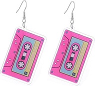 Cassette Tape Earrings for Women 80s 90s Neon Earrings Fashion Funny Vintage Neon Tape Optical Disc 