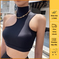 Solid color turtleneck tank top with personality cutout, crt shirt - Code: 760 TV-Fashion
