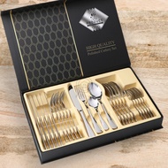 24 Pcs Cutlery Set Dinner Spoon Fork Set Sudu Garfu Set Hadiah Kahwin untuk Pengantin Baru Hadiah Ka