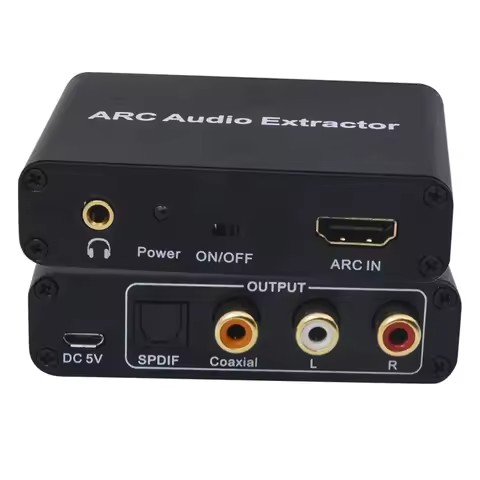 ARC Audio Extractor DAC ARC L/R Coaxial SPDIF Jack Extractor Return Channel Converter For Fiber RCA 