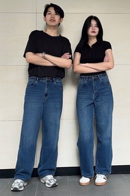 TBY Jeans กางเกงยีนส์ผู้หญิง ขากระบอกยาว สีฟอกไบโอเข้ม (T3193)