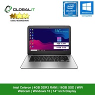 (Refurbished) H/P 14 G4 Windows Laptop / 14" inch Display / Intel Celeron / 4GB RAM / 16GB SSD / Win