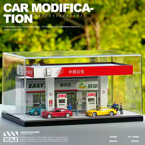 Collector 1/64 Gas Station Convenience Store Model Miniature Scene DIY Sandbox Decorations Urban Sce
