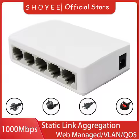 5 Port Gigabit Ethernet Switch 10/100/1000Mbps Desktop Network Switch, Plug & Play, Auto MDI/MDIX, R
