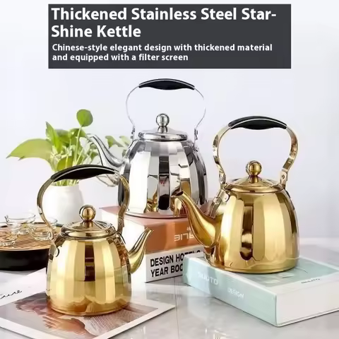 1/1.5/2L Stainless Steel Kettle Tea Pot with Filter Large Capacity Flower Teapot Suitable for Gas St