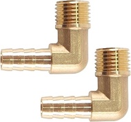 Brass Hose Fitting with Barbed Hooks 90 Degree Bend 8 mm with Barb to 1/4 PT Thread Adapter Connecto
