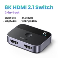 UGREEN HDMI Splitter 8K 60Hz 4K 120Hz 2 In 1 Out สำหรับ TV Xbox Seriesx PS5/4สาย HDMI Monitor โปรเจค