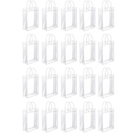50PCS Clear PVC Gift Bags with Handles Reusable Plastic Wrap Tote Bags Transparent Shopping Bag for 