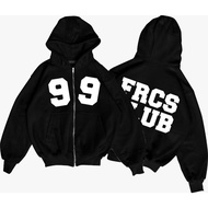 MEZOTIK - BigLogo 99 Club Sweater Hoodie Boxy Zipper Black Vintage Men Women Unisex Premium