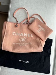 Chanel Deauville pink shopping tote bag
