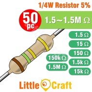 50pcs Resistor 0.25W 5% 1.5 - 1.5M Ohm