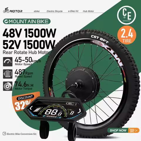 Electric Bike Conversion Kit Rear Wheel Hub Motor 48V 52V 1500W Kit Bicicleta Eléctrica 26in 27.5in 