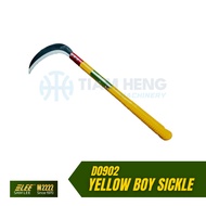 SAM LEE M2222 D0902 YELLOW BOY SICKLE @ PLASTIC HANDLE-195MM GARDEN SICKLE