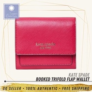 [SG SELLER] Kate Spade KS Womens Booked Trifold Flap Cerise Leather Trifold Wallet