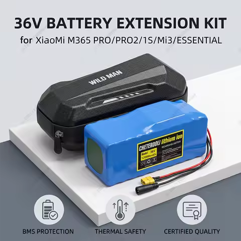 36V 4.4Ah 6.8Ah 12Ah Parallel External Battery for Xiaomi M365 Pro2 1S Scooter, Li-ion Range Extensi