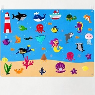 45 Pieces Undersea Teaching Felt Board Story Set 3.5 Feet (about 10m) Marine Life Aquarium Storytelling Flannel Interactive Game Set, with Mermaid Diver Shark Reusable Wall-Mounted Gift, Suitable for Children